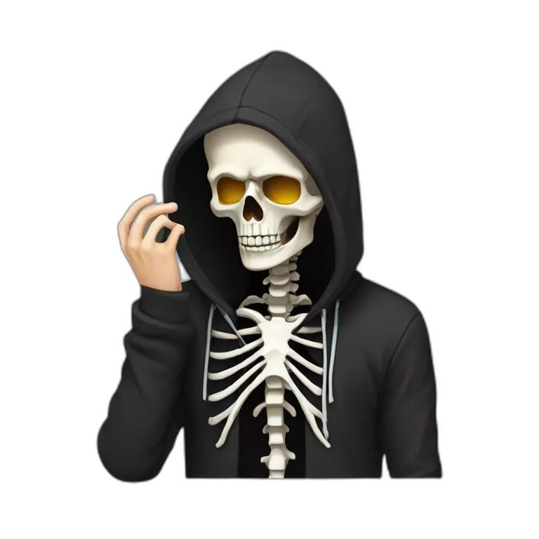 Skeleton programmer in black hoodie get facepalm