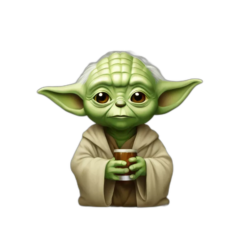 Yoda buvant une bierre