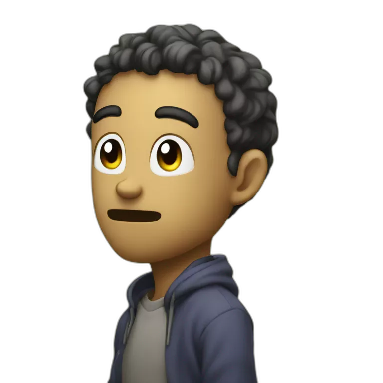 anime character hard thinking about trivia question, question mark background
