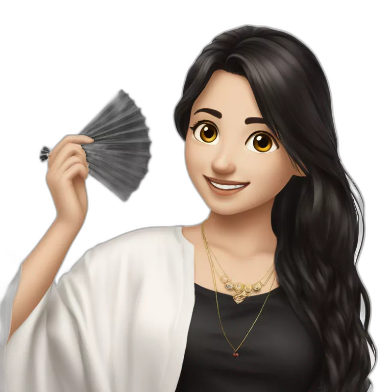 smiling girl holding hand fan
