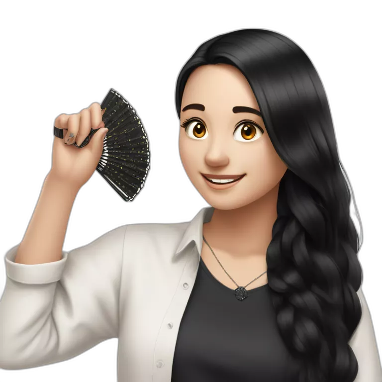 smiling girl with hand fan