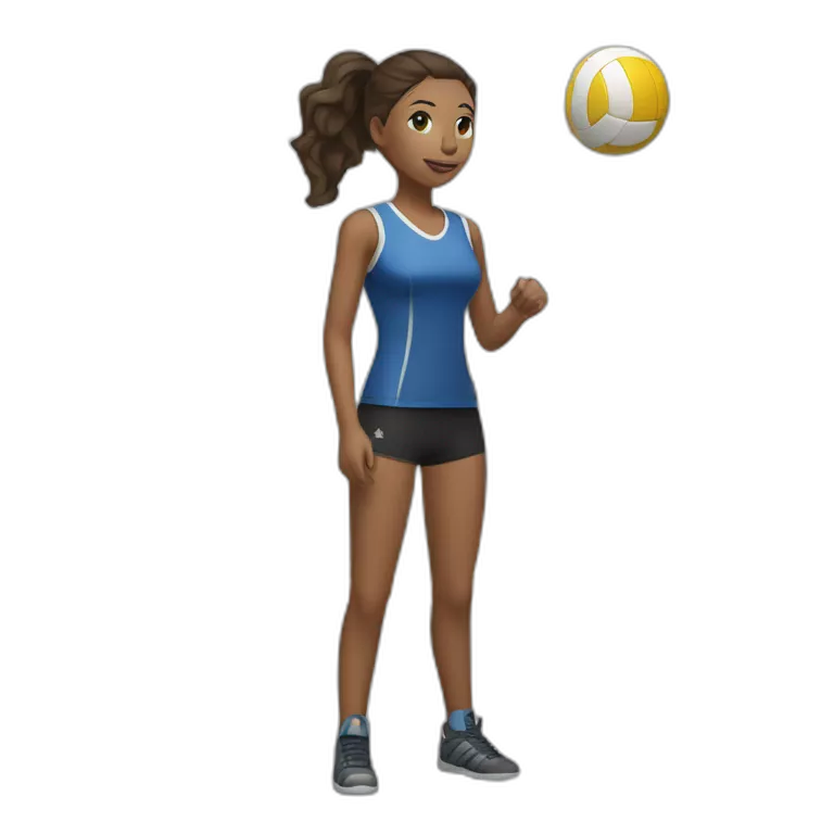 a girl stands near a volleyball net and plays volleyball
