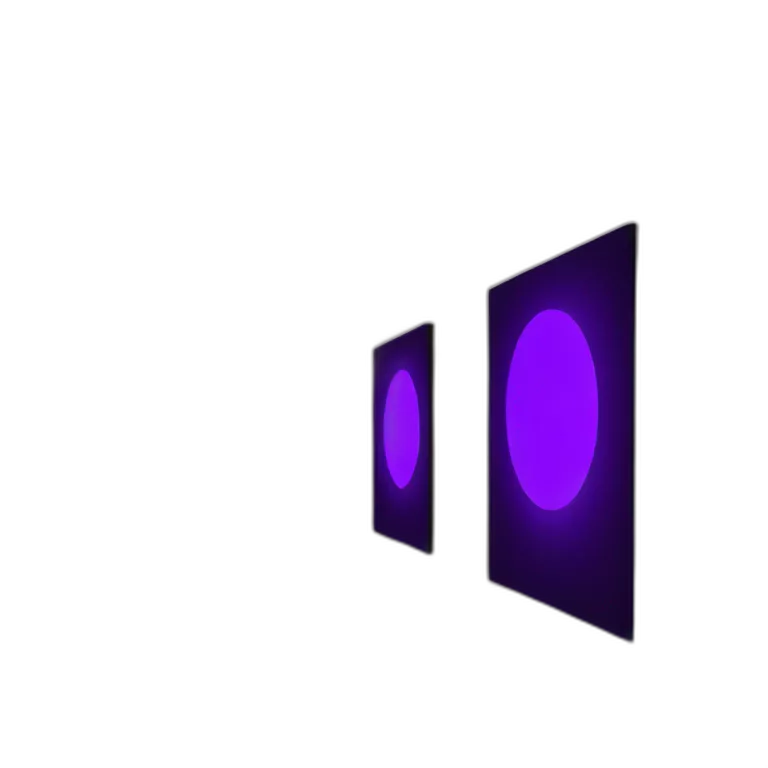 Nightclub entry hall with 3 large 2/3 circular purple and blue led lights in the entry hall way
