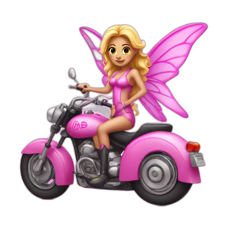 hot fairy on a pink motocycle