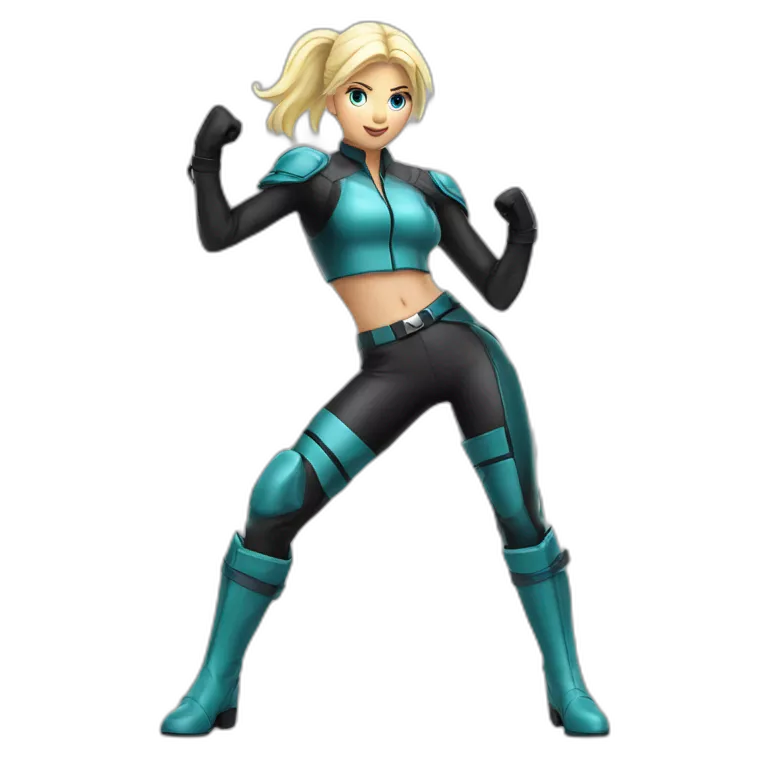 1 girl, racer, leather suit, latex legwear, leather skirt, platinum blonde hair, ponytail, smirk, aqua eyes, leather boots, canyon, Victory pose, Fighting stance