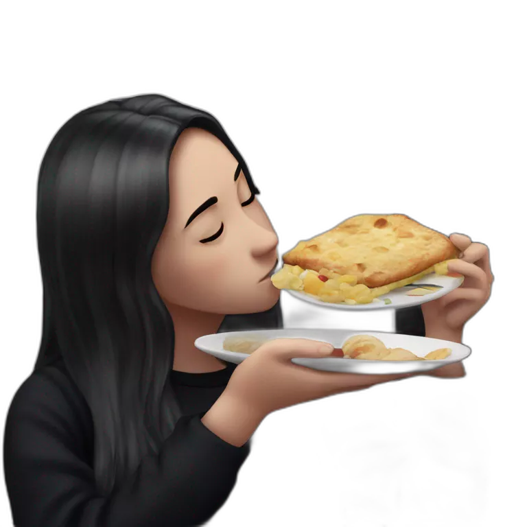 girl eating food in kitchen