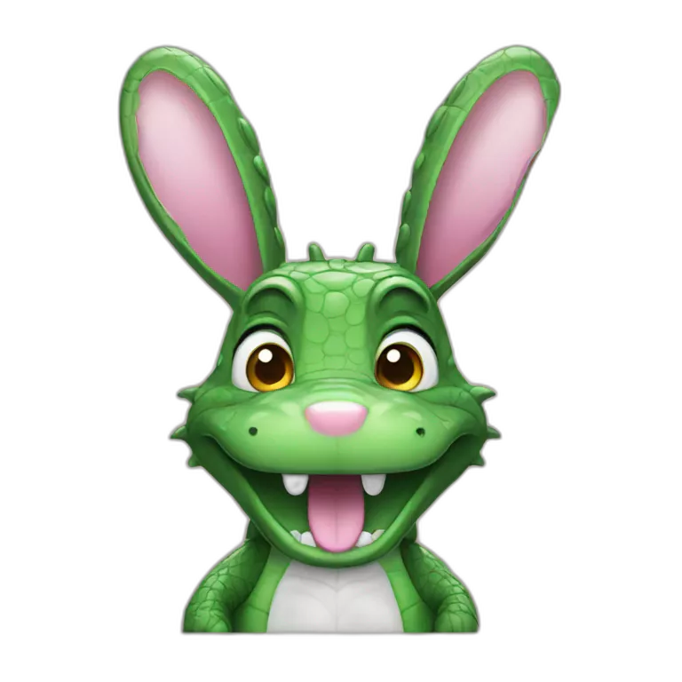 alligator with bunny face and bunny ears