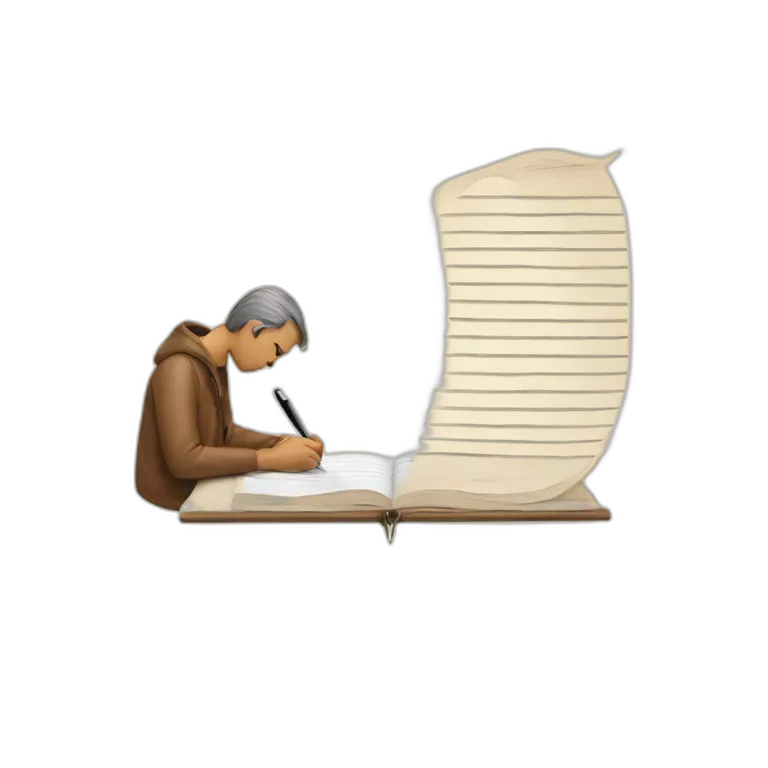 a man writing with feather writing on paper