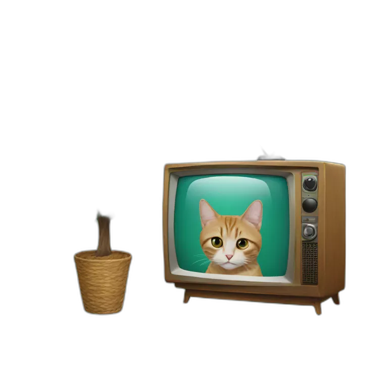 cat mixed with a crismas tree mixed with a TV
