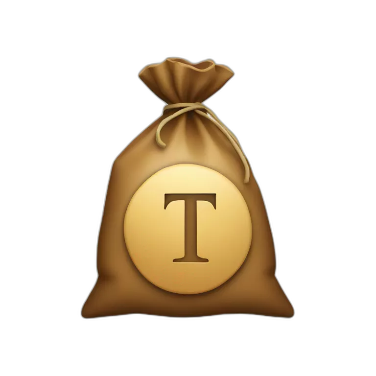 Money bag with letter T in the center of the bag