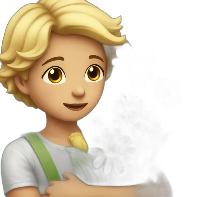 beautiful and kind child who buys flowers for his mother Tears gather in the mother's eyes and she hugs her