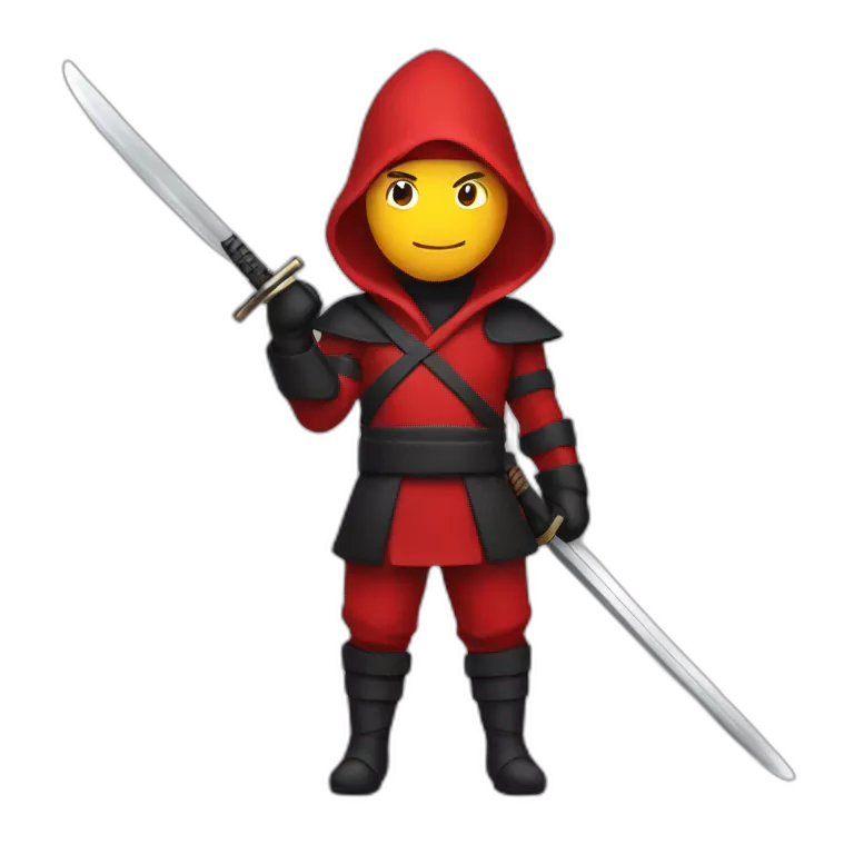 Santa Claus ninja with black and red attire with ninja sword at back