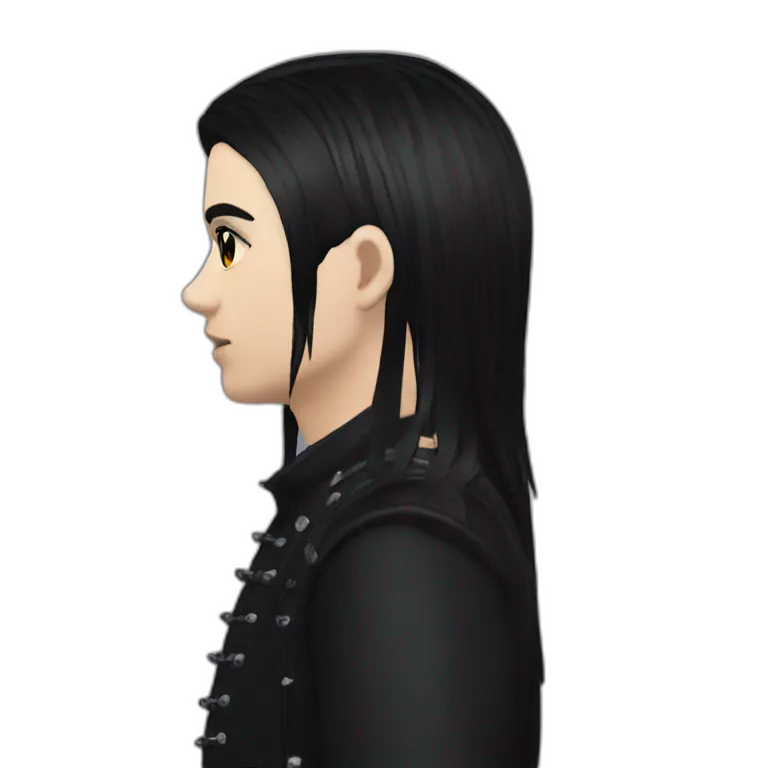 Goth with goth makeup and mullet side view