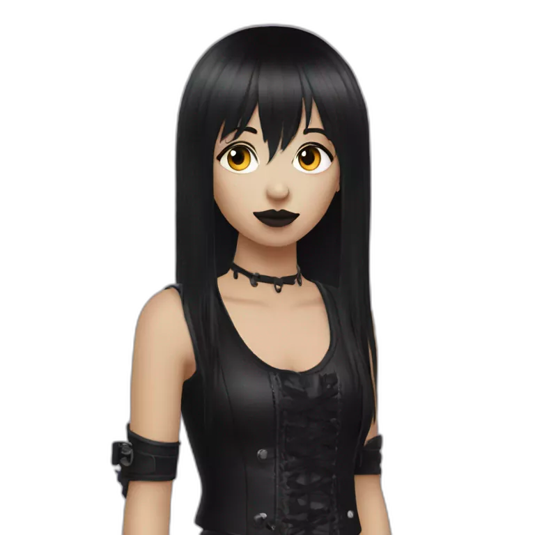Goth with goth makeup and mullet side view