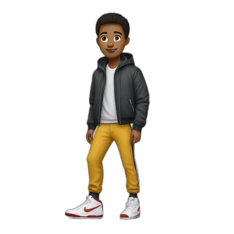 handsome skinny boy with nike jacket and t-shirt and nike trousers withnike jordans