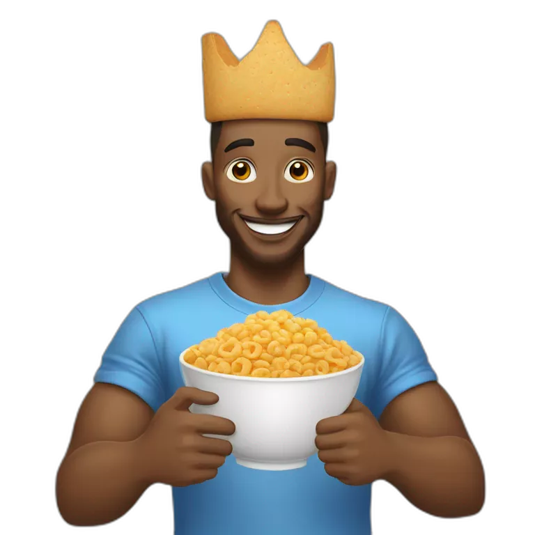 man with a cereal bowl on his head making a thumbs up in streetwear