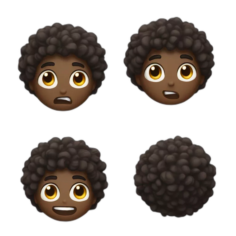 dark skinned guy with curly hair being shocked make it as a discord emote like make it just the face and make it cartoonish