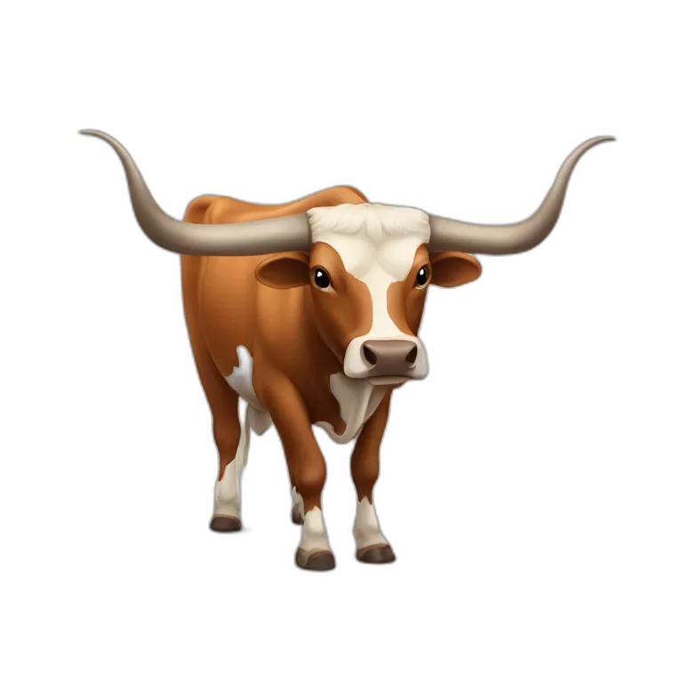 bull, Texas Longhorn with solid brown face, long long long long horns, full body