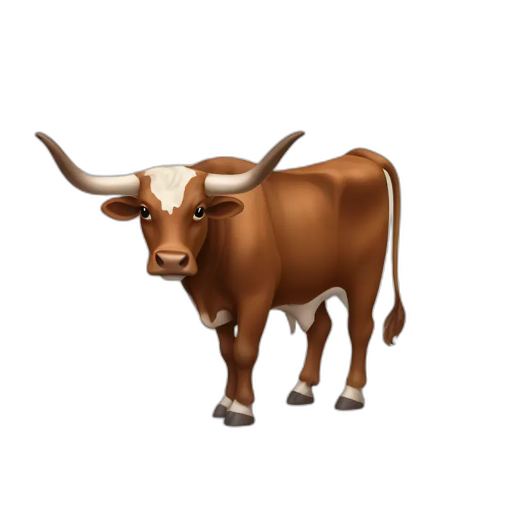 bull, Texas Longhorn with solid brown face, brindle, long long long long horns, full body