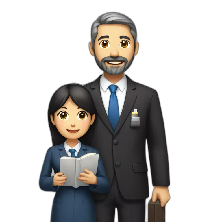 husband american age 55 trimmed beard wearing dark business suit holding bible together, wife asian age 55 wearing nurse uniform, no children