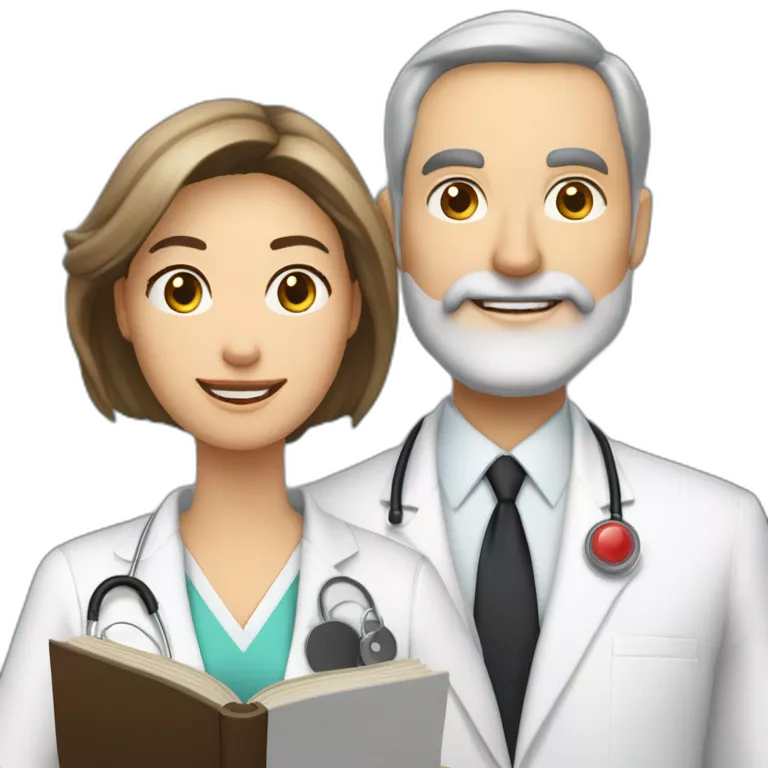 husband caucasian age 55 trimmed beard wearing dark business suit holding bible together, wife asian age 55 wearing nurse uniform, no children
