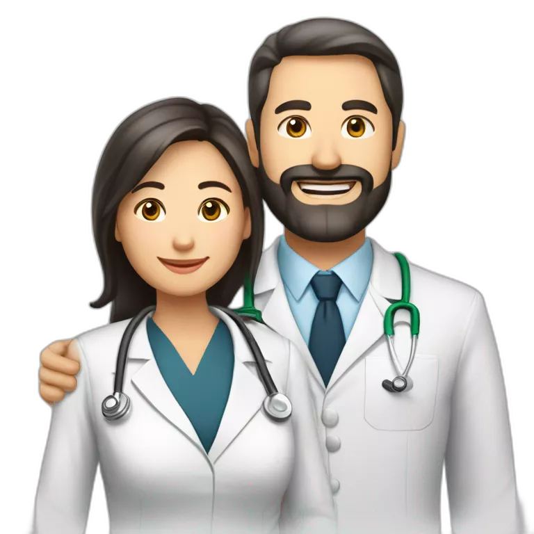 husband middle age trimmed beard business suit and open bible, with wife asian age 55 dark hair nurse uniform nurse caphusband executive caucasi