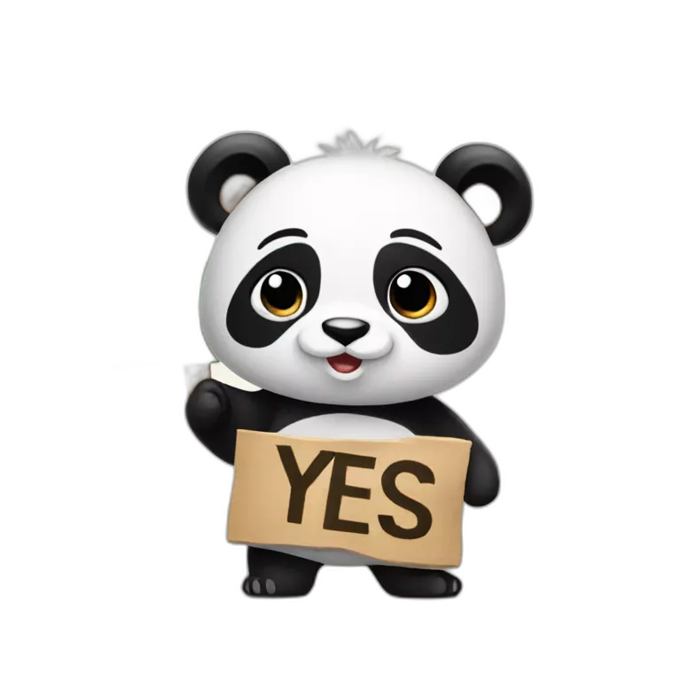 Panda holding a sign that says YES