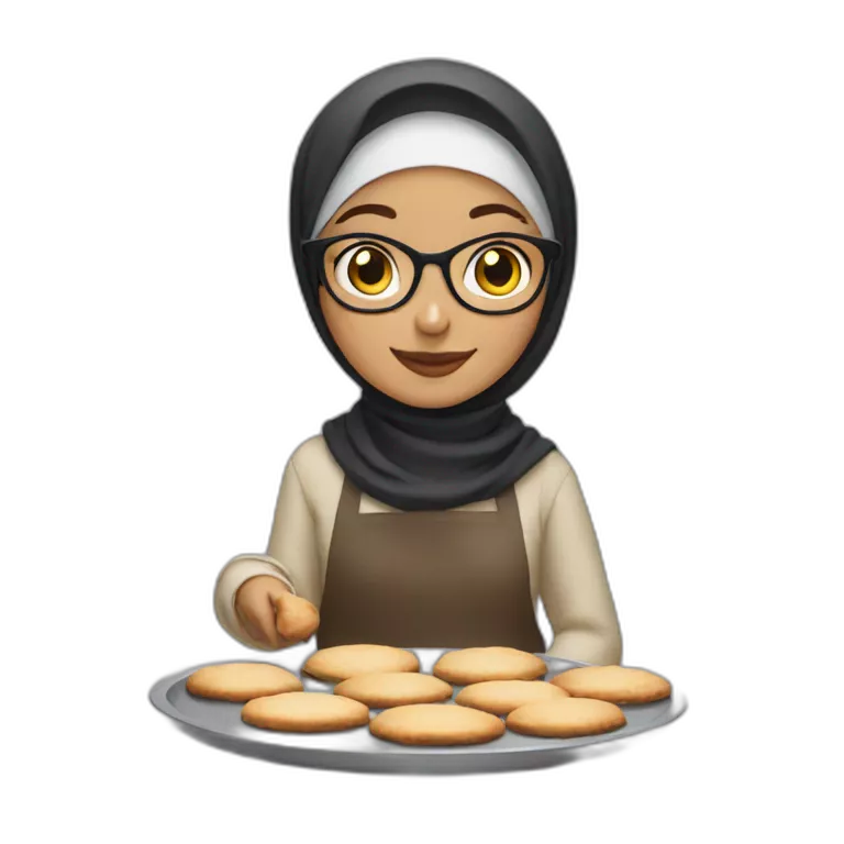 hijabi girl with glasses baking some cookies