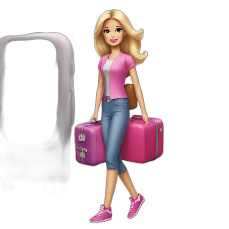 Fair complexion teen Barbie arriving with TEN suitcases
