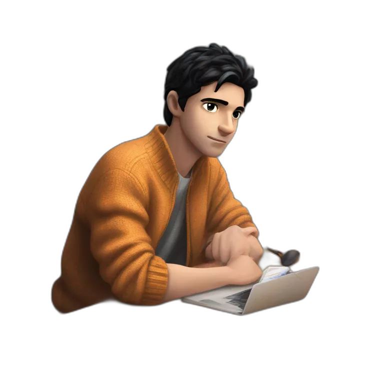 mysterious black-eyed boy in jacket