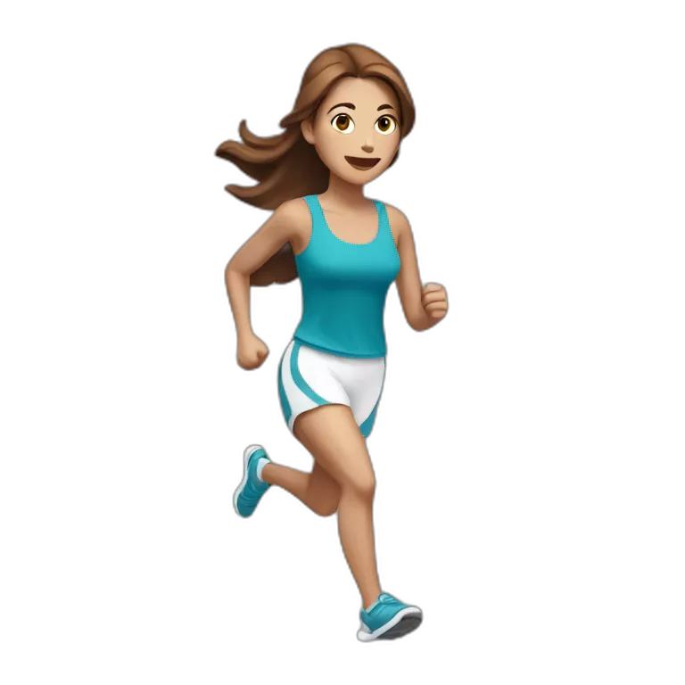 running white skin woman, brown hair