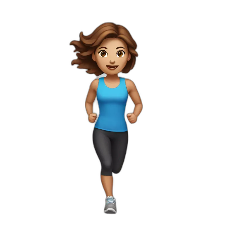 running white skin woman, brown hair