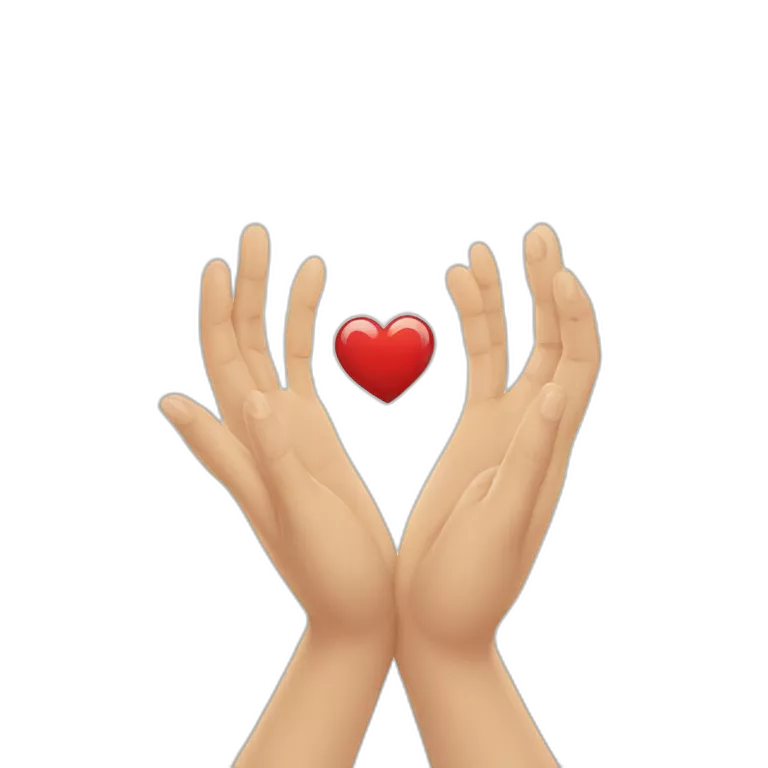 hands in the shape of a heart or a smiling face with tears of joy, to express deep gratitude