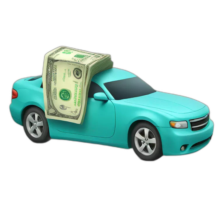 Giant car with giant dollar bill