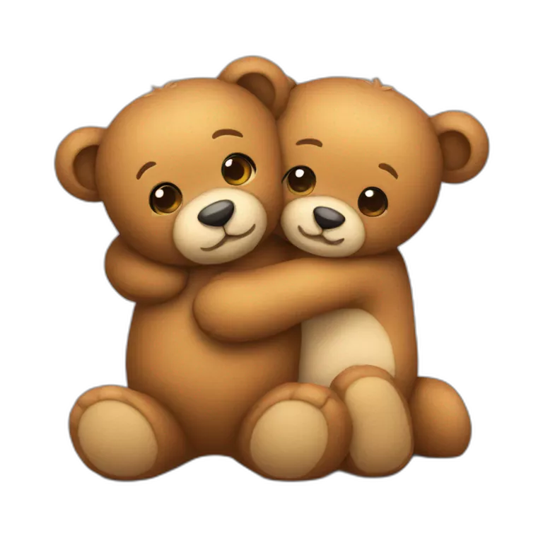 Teddy hugging another teddy