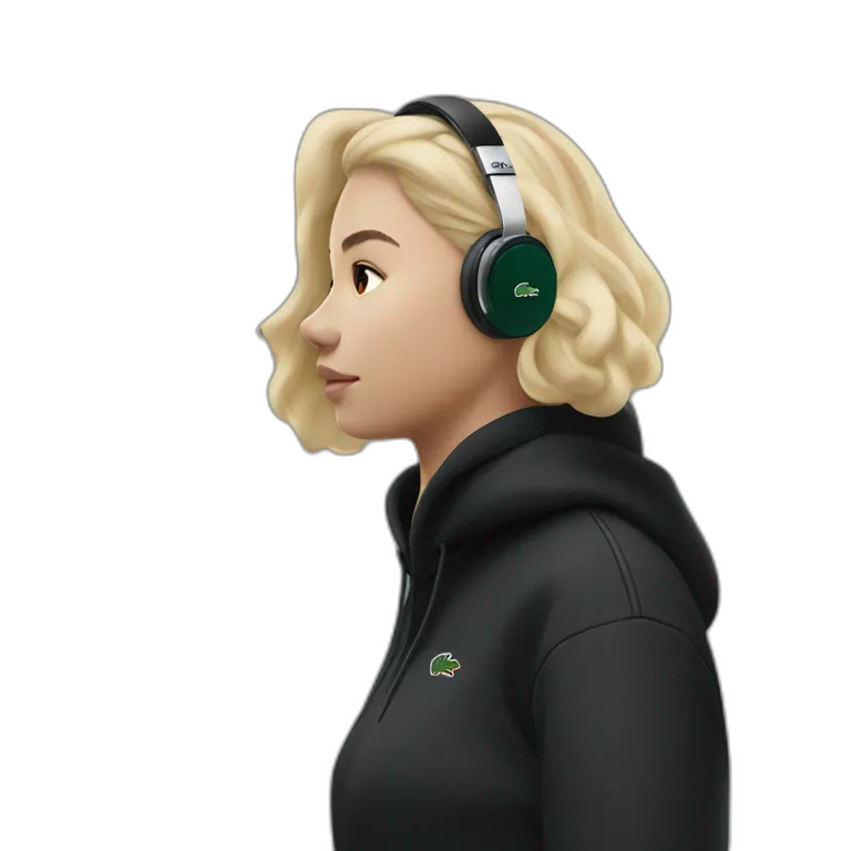 Lacoste headphone latina girl with black lacoste hoodie Copy Paste