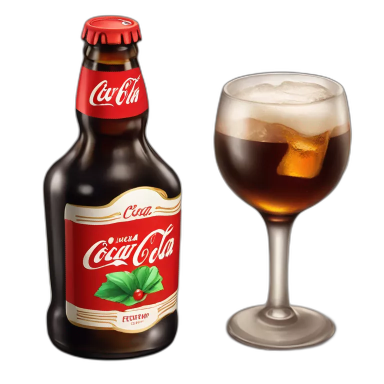 fernet con coca cola, servido en la mitad inferior de una botella de coca cola fortada al medio