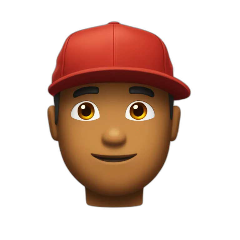 alguien con una cara simple con gorra roja y marron y su piel es amarilla, ah, cara de roblox, ojos hechos de palos