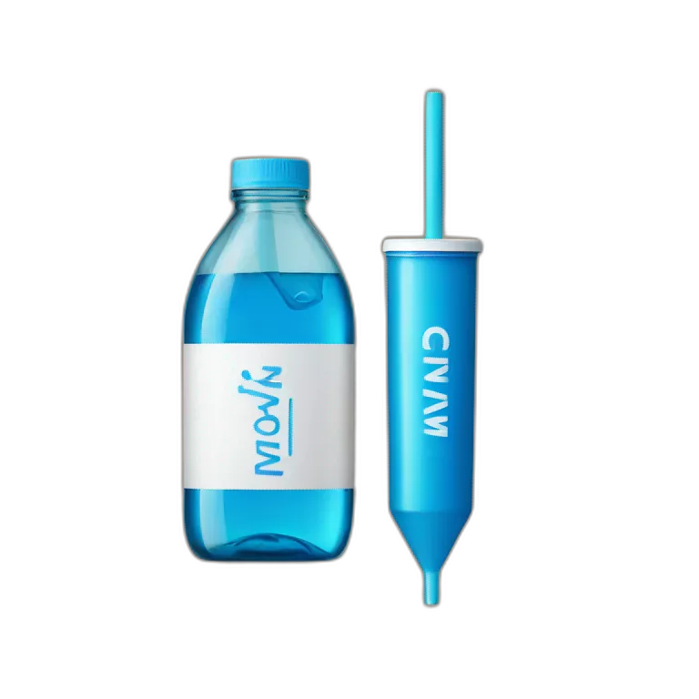 blue bottle with writing writing that says WKD and a straw