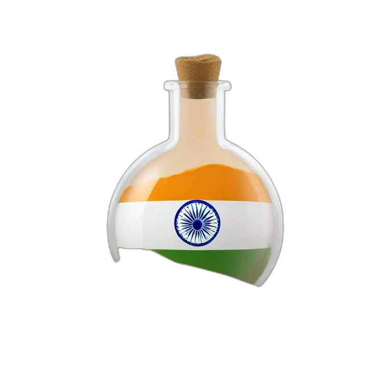 2024 Indian flag in ancient ungravitational flask but flask made with sand