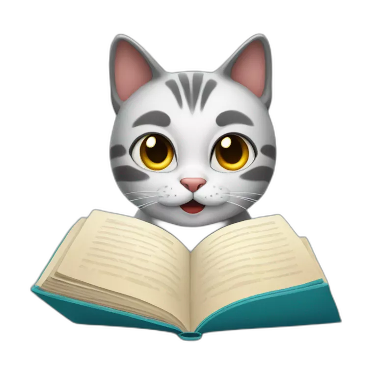 Cat reading book . Book - writing doctor retcept