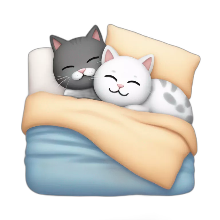 cute cat snuggeling boyfriend cat in bed for sleep