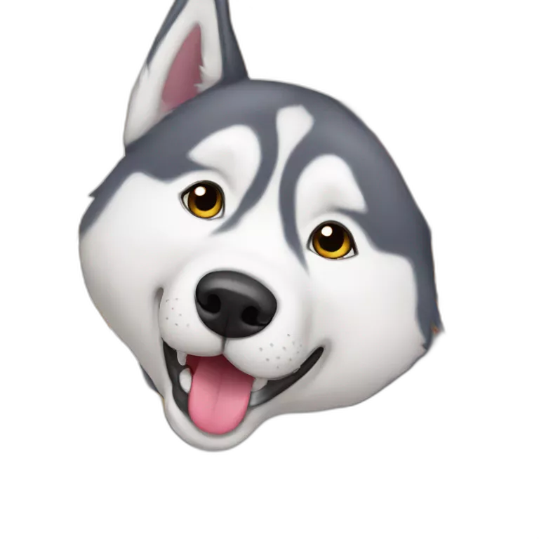 Gray Siberian Husky eating a lot of food gets fat