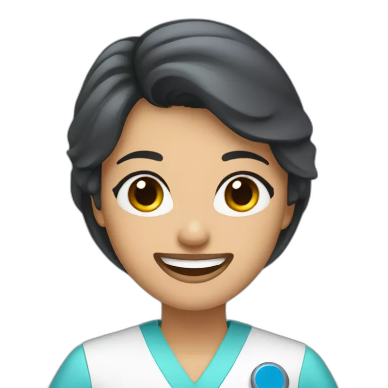 DENTISTA MUJER DE CABELLO NEGRO CON UNIFORME AZUL