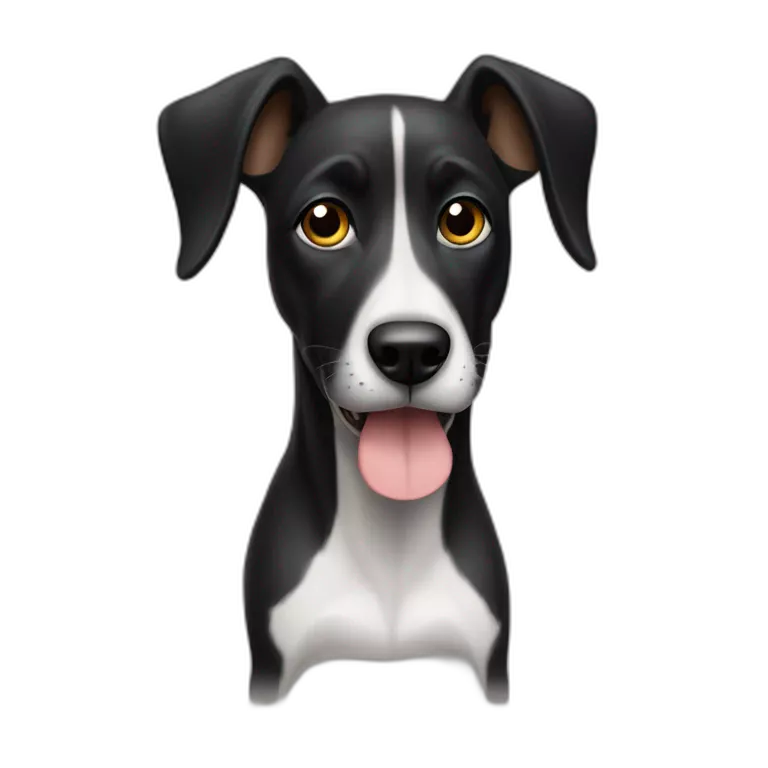 perro negro con una oreja levantada y la otra no