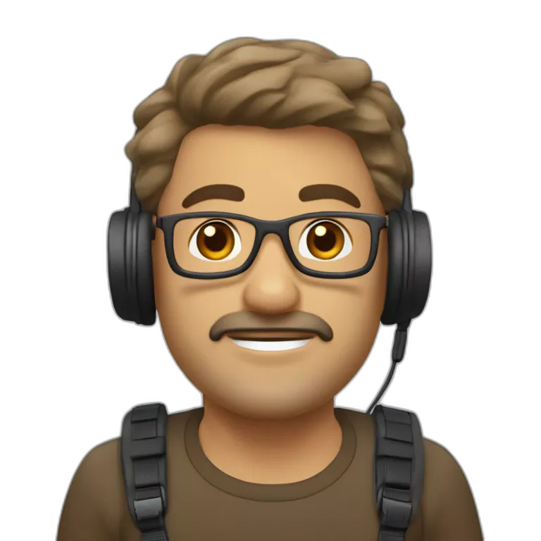 hombre de 50 años, con pelo corto y canoso, con auriculares pequeños y una gopro