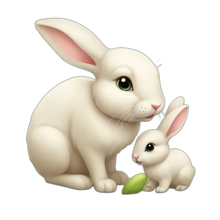 mother bunny with baby bunny