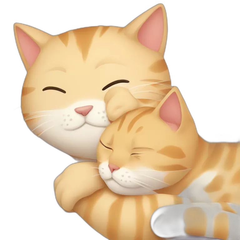 asian cat snuggeling blonde boyfriend cat in bed for sleep