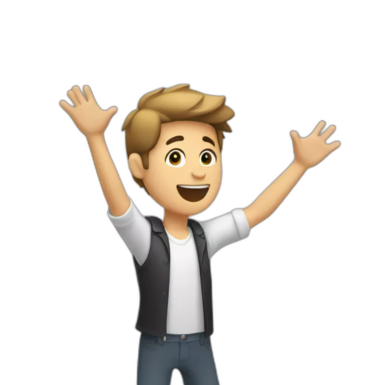 a guy who puts one arm in the air at his chin and another arm in the air that follows the movement
