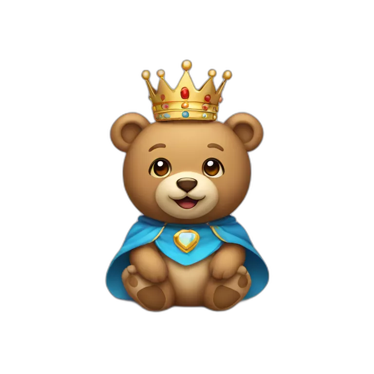Smiling Teddy bear sitting in kings thrown wearing a crown